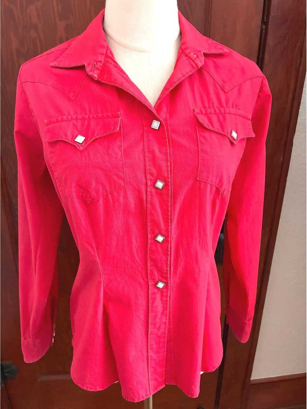 1960s Rockmount Ranch Wear Pink Red Western Shirt - Pearl Snap Cowgirl Top - S/M